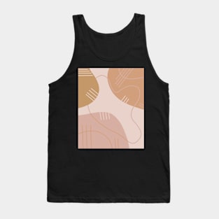 Light Brown and Beige Abstract Art Shapes and Lines Tank Top